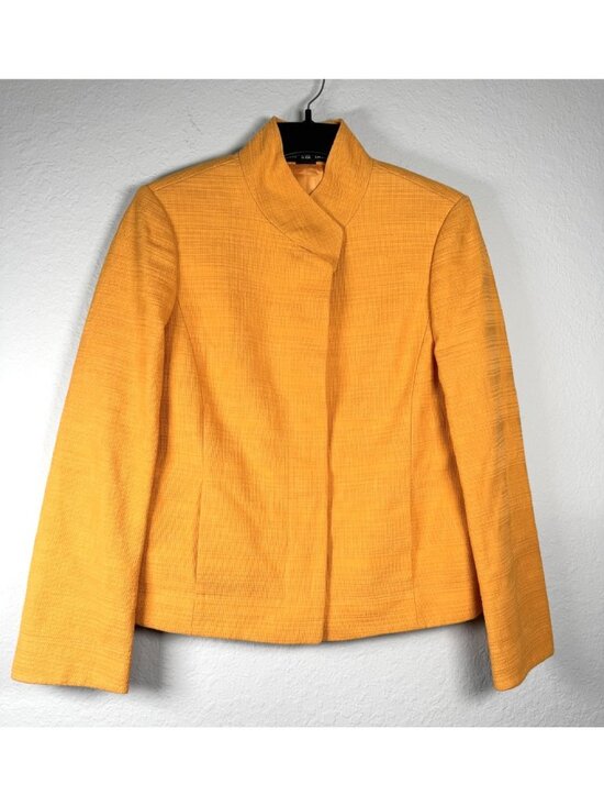 Linda Allard Ellen Tracy Jackets & Blazers - Linda Allard Ellen Tracy Jacket Womens 8 Mustard Yellow Gold Textured Blazer